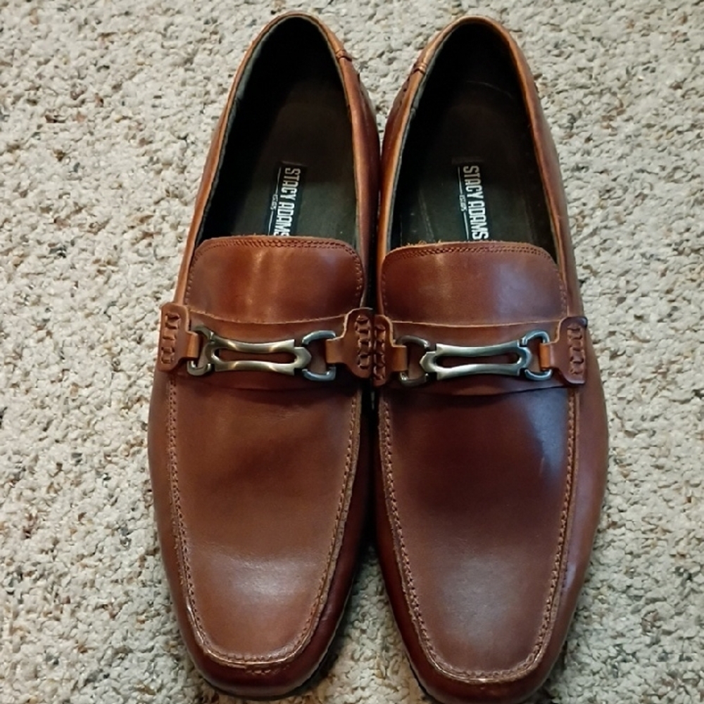 Stacy Adams Brown Leather Loafers with Horsebit Detail